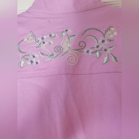 Quacker Factory XL Shell Pink Pearly Floral Embellished Zip Front Women Jacket - Picture 12 of 12